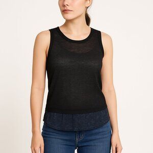 Chelsea & Walker (NWOT) Black Mesh Layered Tank Top – Size 8